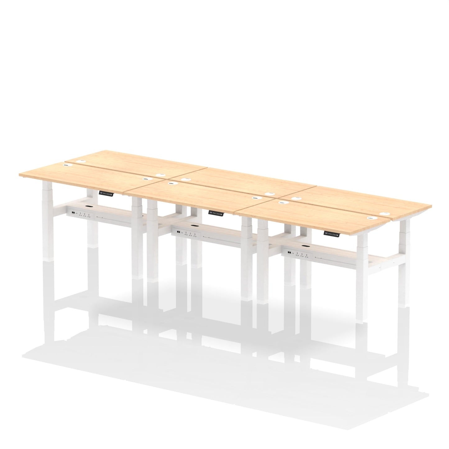 Air Back-to-Back Slimline Height Adjustable Bench Desk - 6 Person - Ergometric