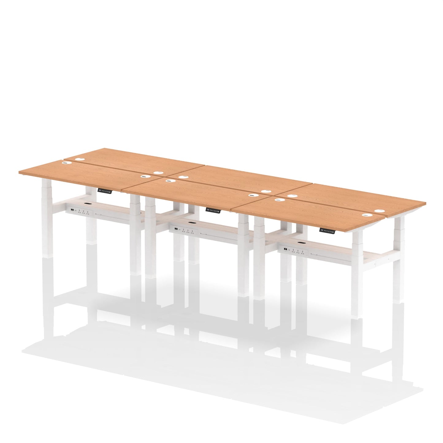 Air Back-to-Back Slimline Height Adjustable Bench Desk - 6 Person - Ergometric