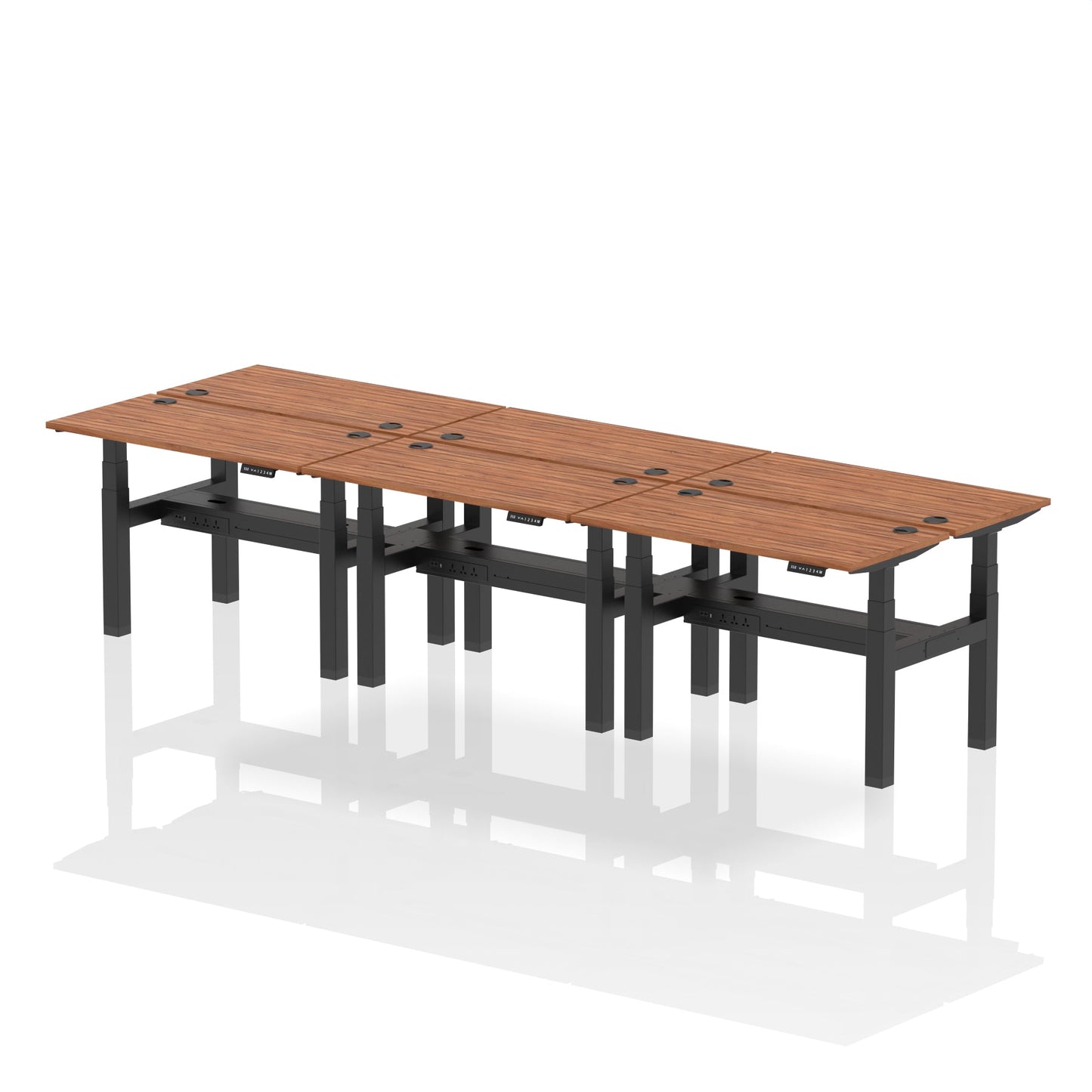 Air Back-to-Back Slimline Height Adjustable Bench Desk - 6 Person - Ergometric