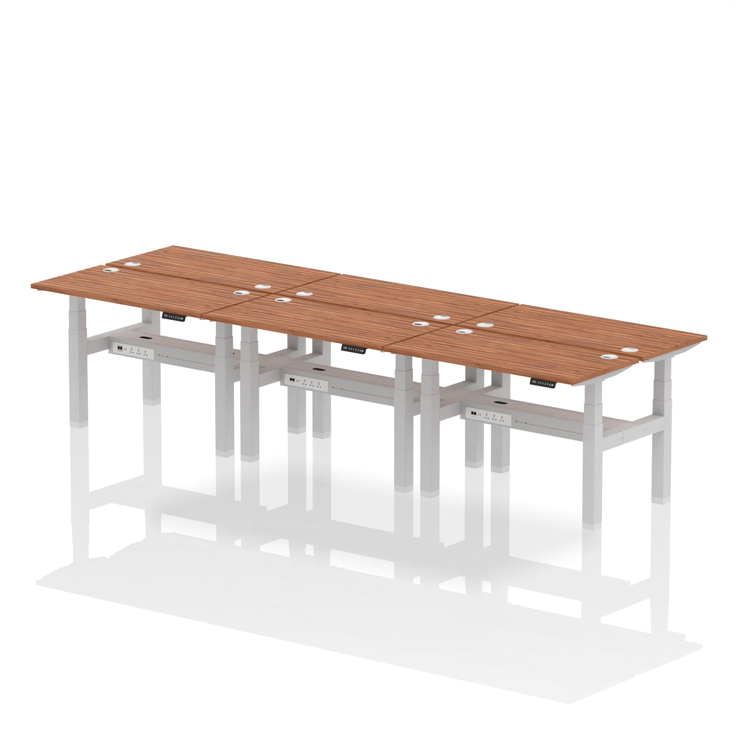 Air Back-to-Back Slimline Height Adjustable Bench Desk - 6 Person - Ergometric