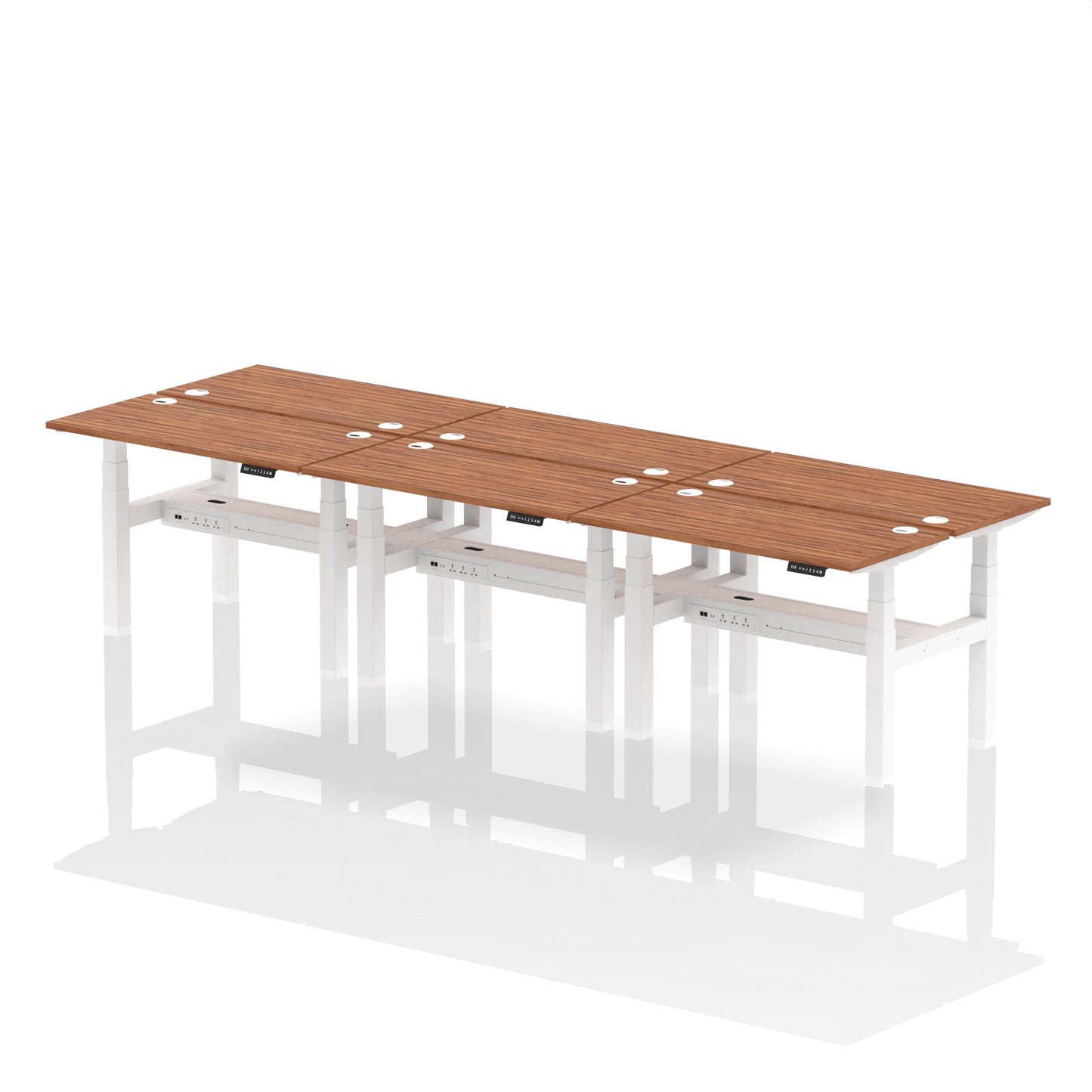 Air Back-to-Back Slimline Height Adjustable Bench Desk - 6 Person - Ergometric