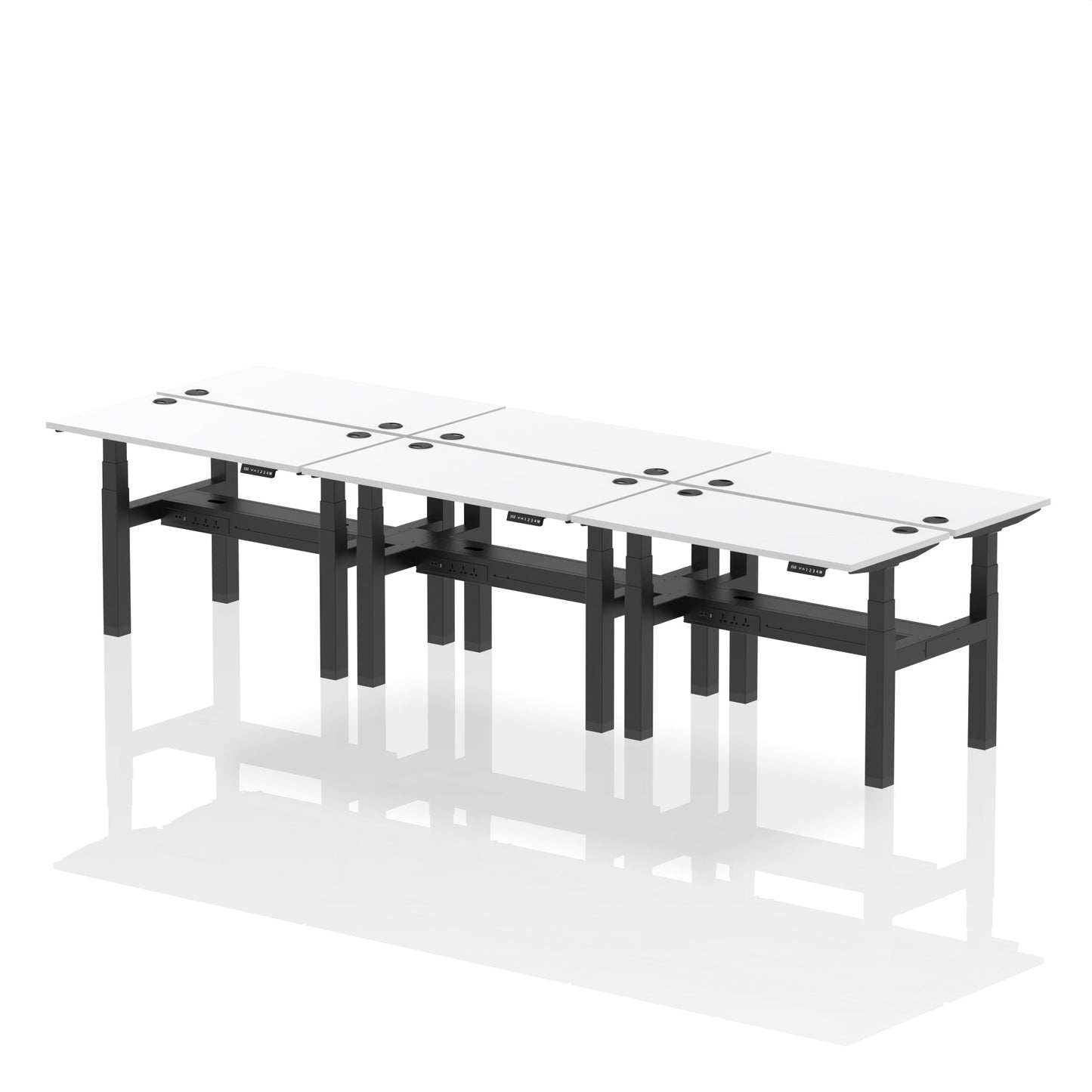 Air Back-to-Back Slimline Height Adjustable Bench Desk - 6 Person - Ergometric