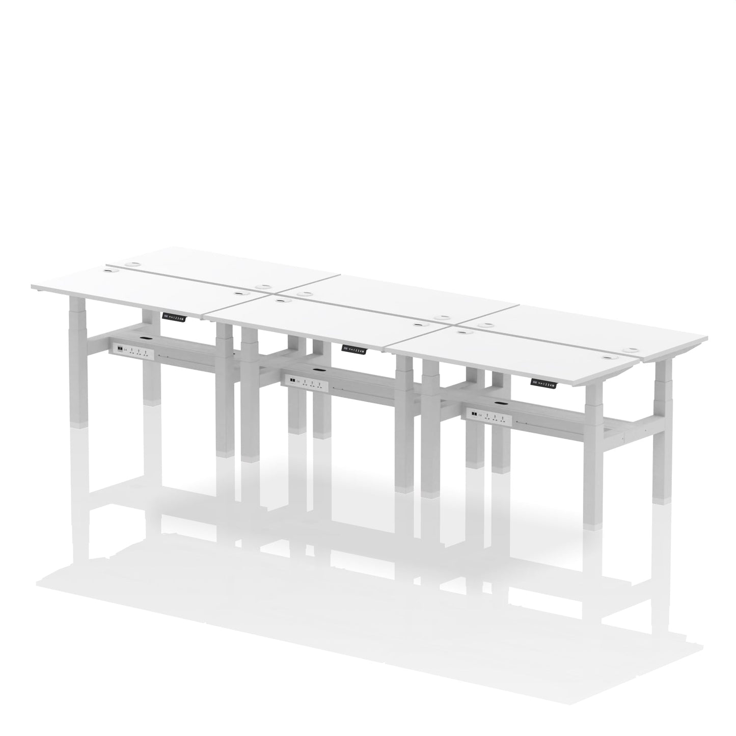 Air Back-to-Back Slimline Height Adjustable Bench Desk - 6 Person - Ergometric