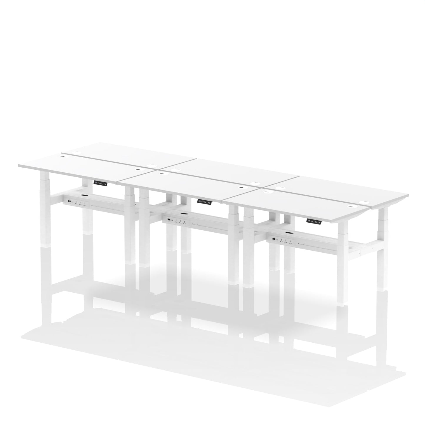 Air Back-to-Back Slimline Height Adjustable Bench Desk - 6 Person - Ergometric
