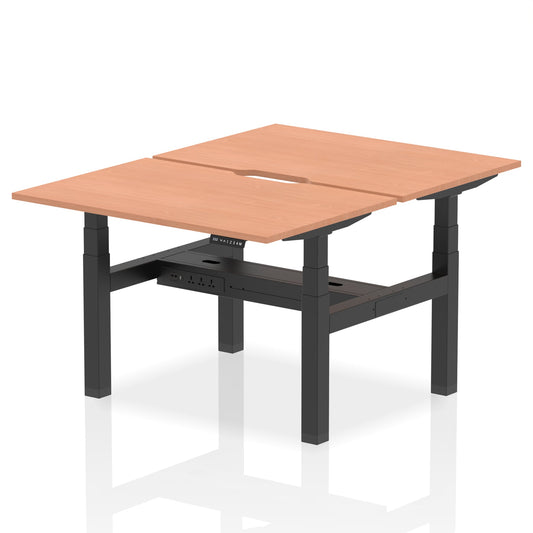 Air Back-to-Back Scalloped Edge Height Adjustable Bench Desk - 2 Person - Ergometric