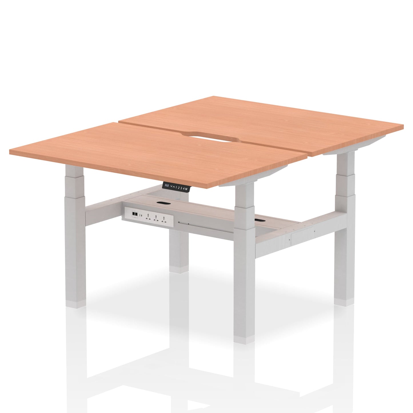 Air Back-to-Back Scalloped Edge Height Adjustable Bench Desk - 2 Person - Ergometric
