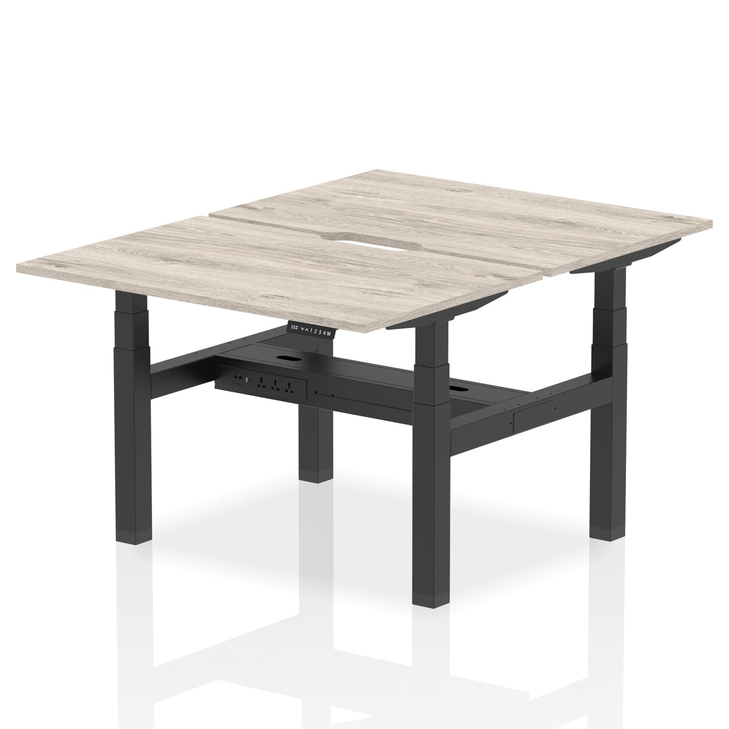 Air Back-to-Back Scalloped Edge Height Adjustable Bench Desk - 2 Person - Ergometric