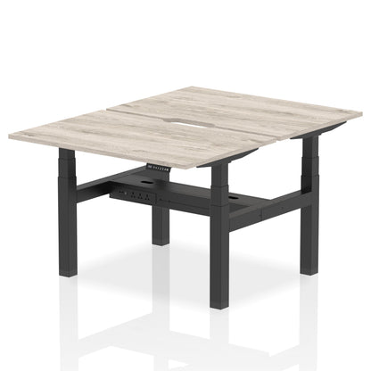 Air Back-to-Back Scalloped Edge Height Adjustable Bench Desk - 2 Person - Ergometric