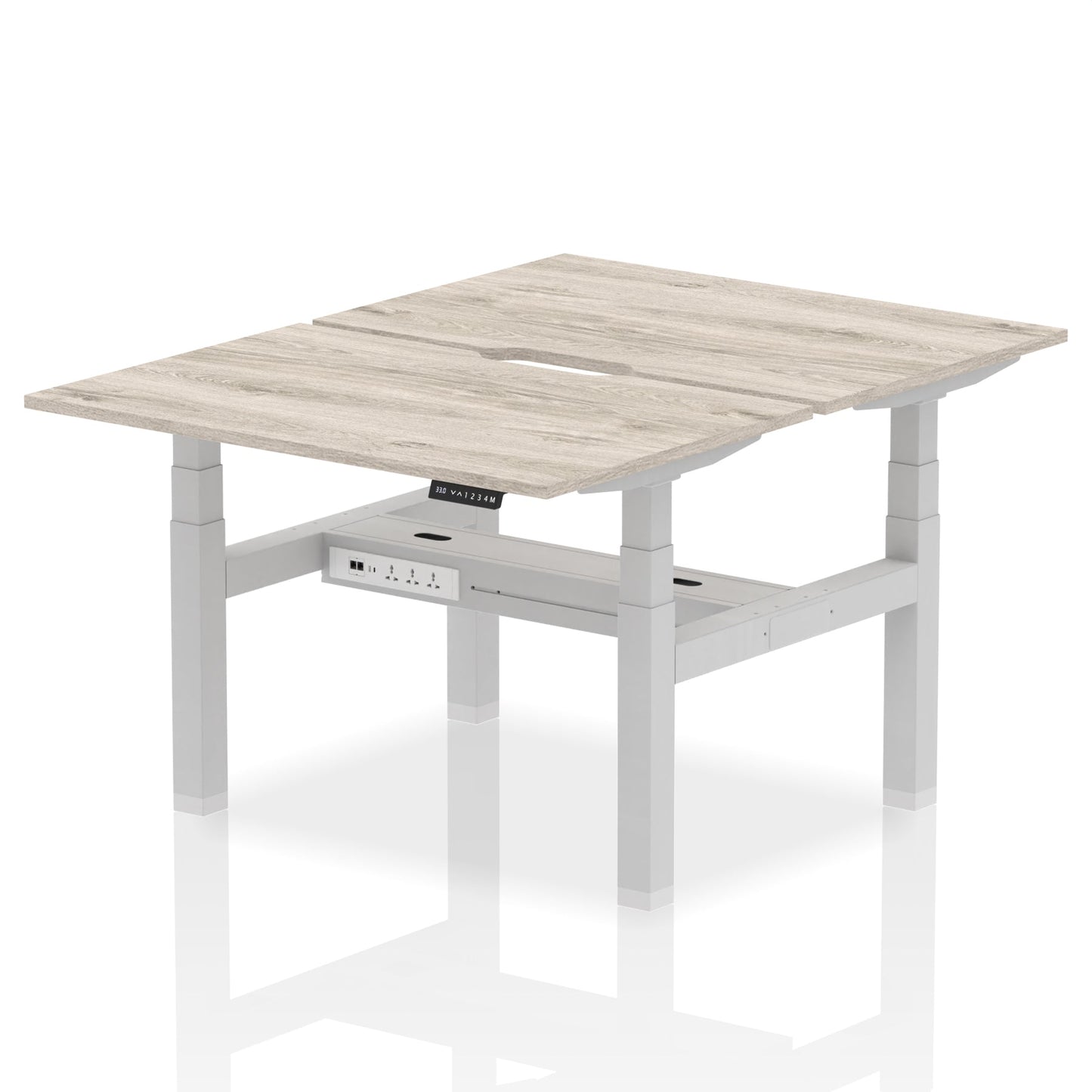 Air Back-to-Back Scalloped Edge Height Adjustable Bench Desk - 2 Person - Ergometric