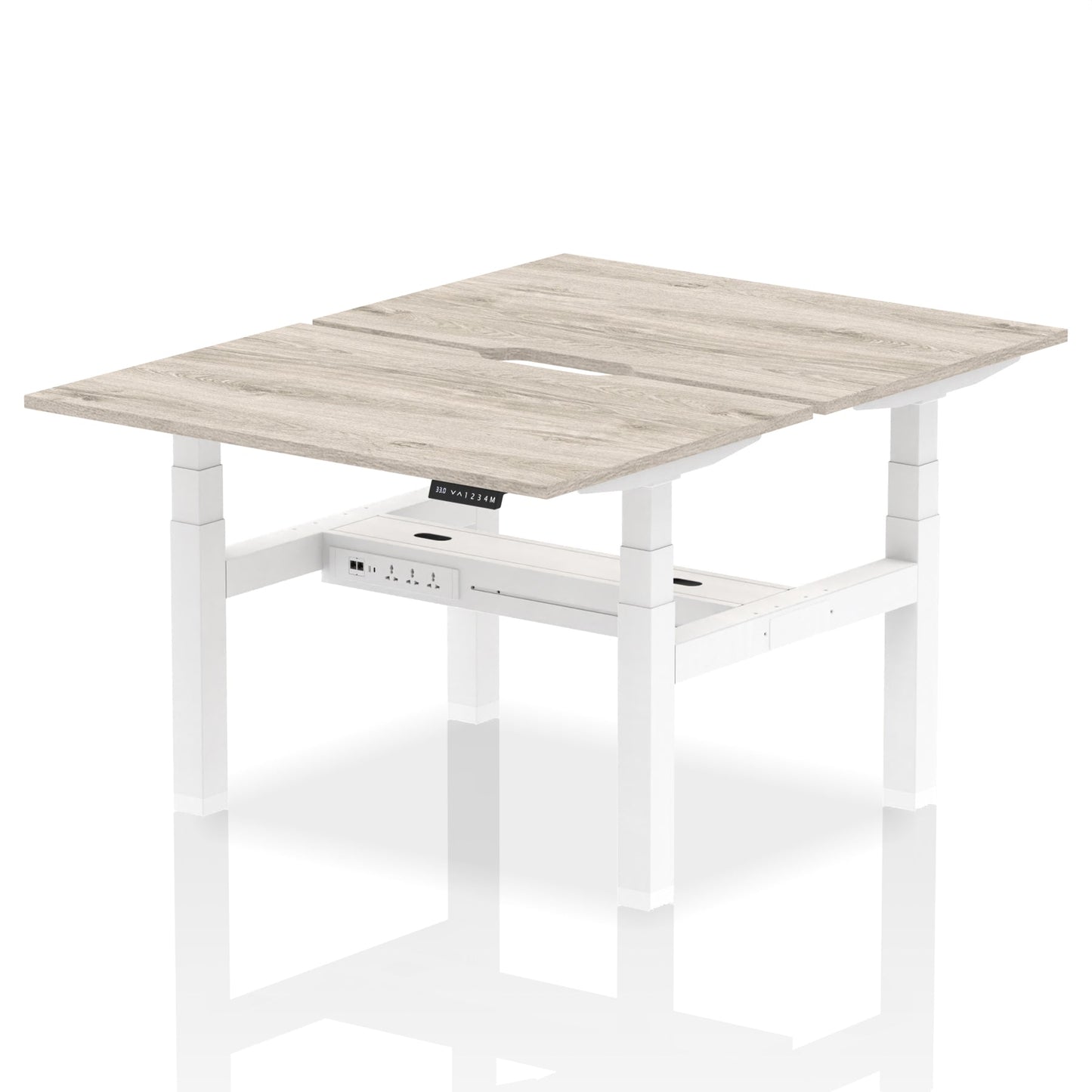 Air Back-to-Back Scalloped Edge Height Adjustable Bench Desk - 2 Person - Ergometric