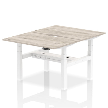 Air Back-to-Back Scalloped Edge Height Adjustable Bench Desk - 2 Person - Ergometric
