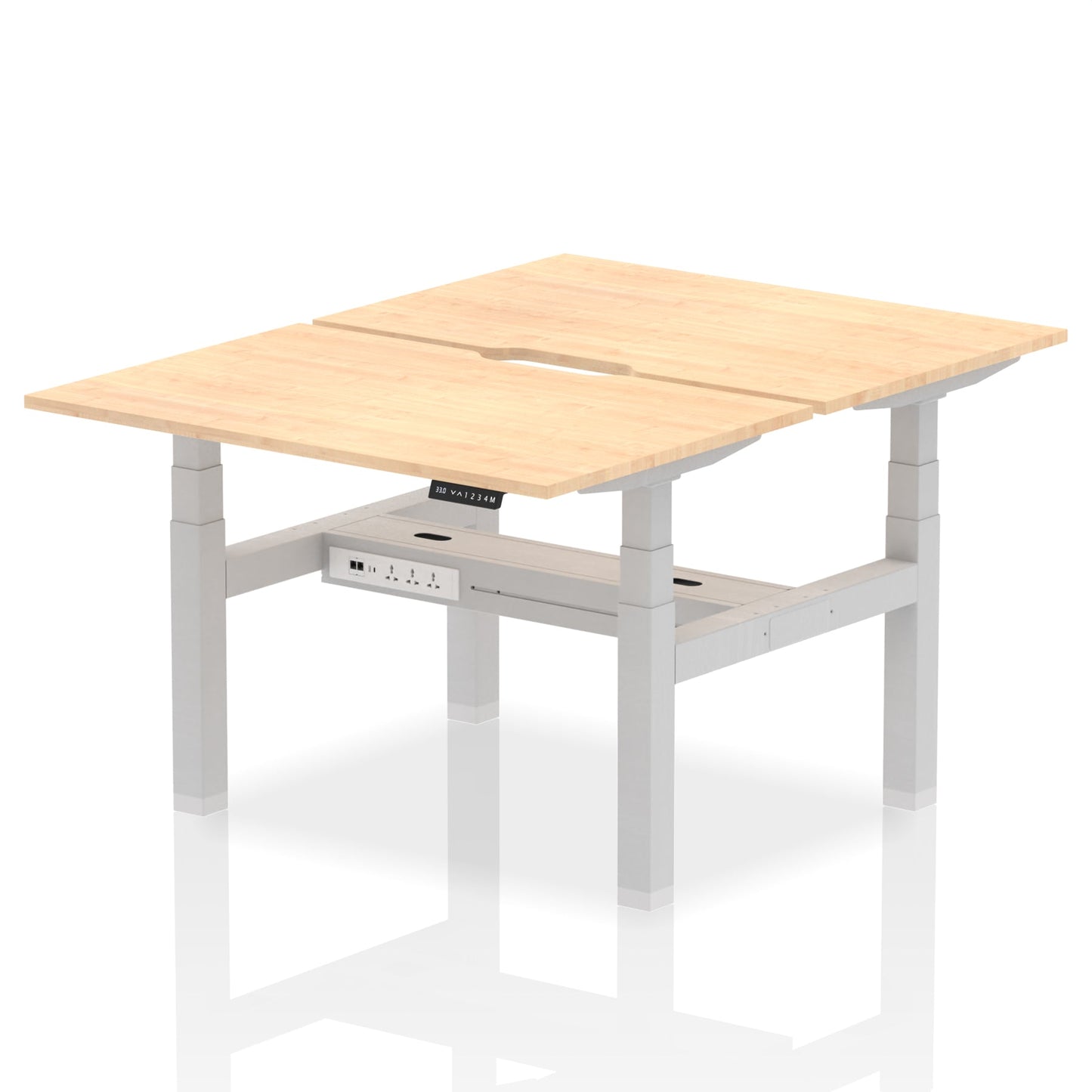 Air Back-to-Back Scalloped Edge Height Adjustable Bench Desk - 2 Person - Ergometric