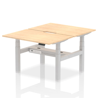 Air Back-to-Back Scalloped Edge Height Adjustable Bench Desk - 2 Person - Ergometric