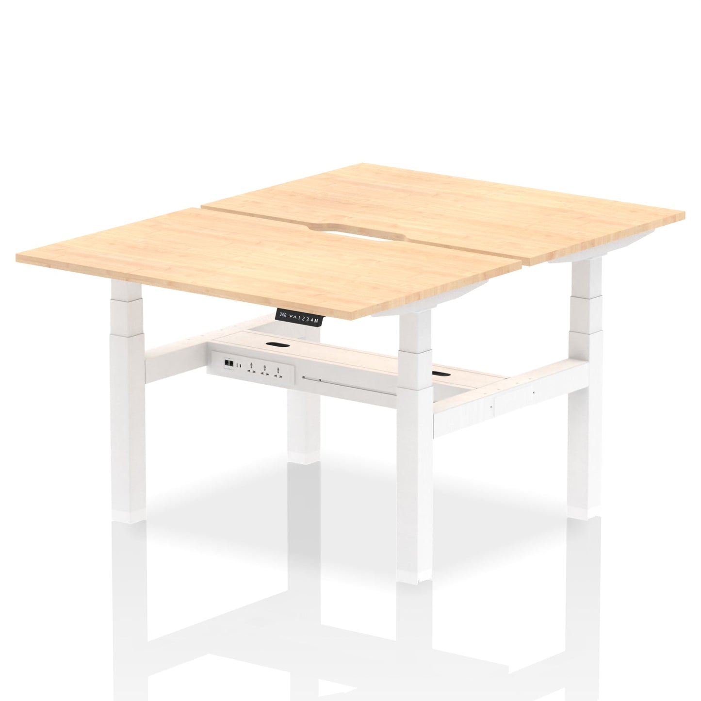 Air Back-to-Back Scalloped Edge Height Adjustable Bench Desk - 2 Person - Ergometric