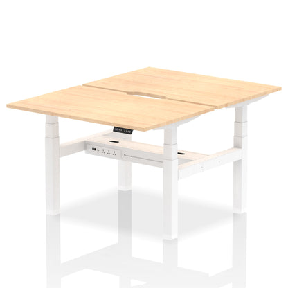 Air Back-to-Back Scalloped Edge Height Adjustable Bench Desk - 2 Person - Ergometric