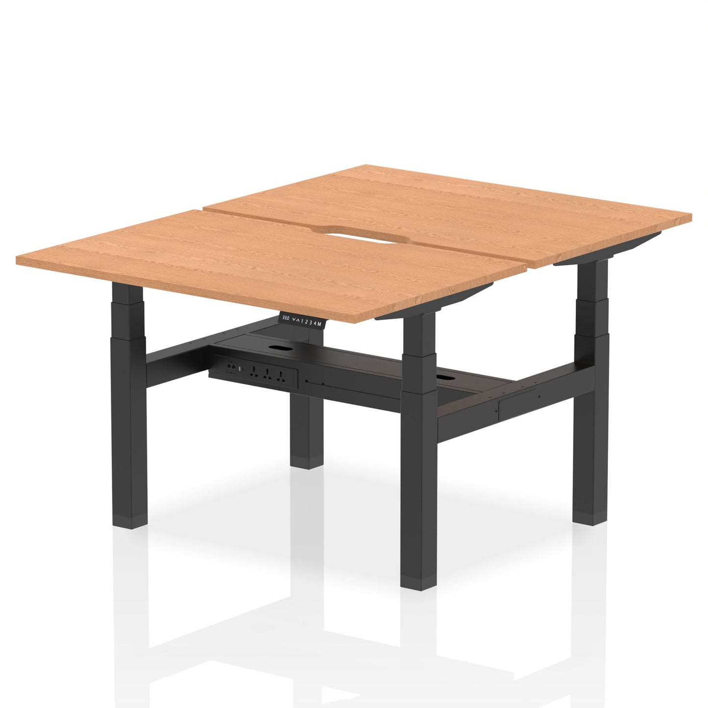 Air Back-to-Back Scalloped Edge Height Adjustable Bench Desk - 2 Person - Ergometric