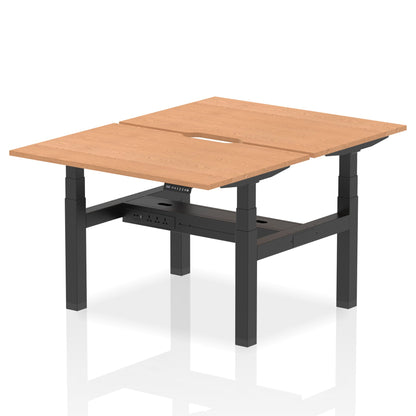 Air Back-to-Back Scalloped Edge Height Adjustable Bench Desk - 2 Person - Ergometric