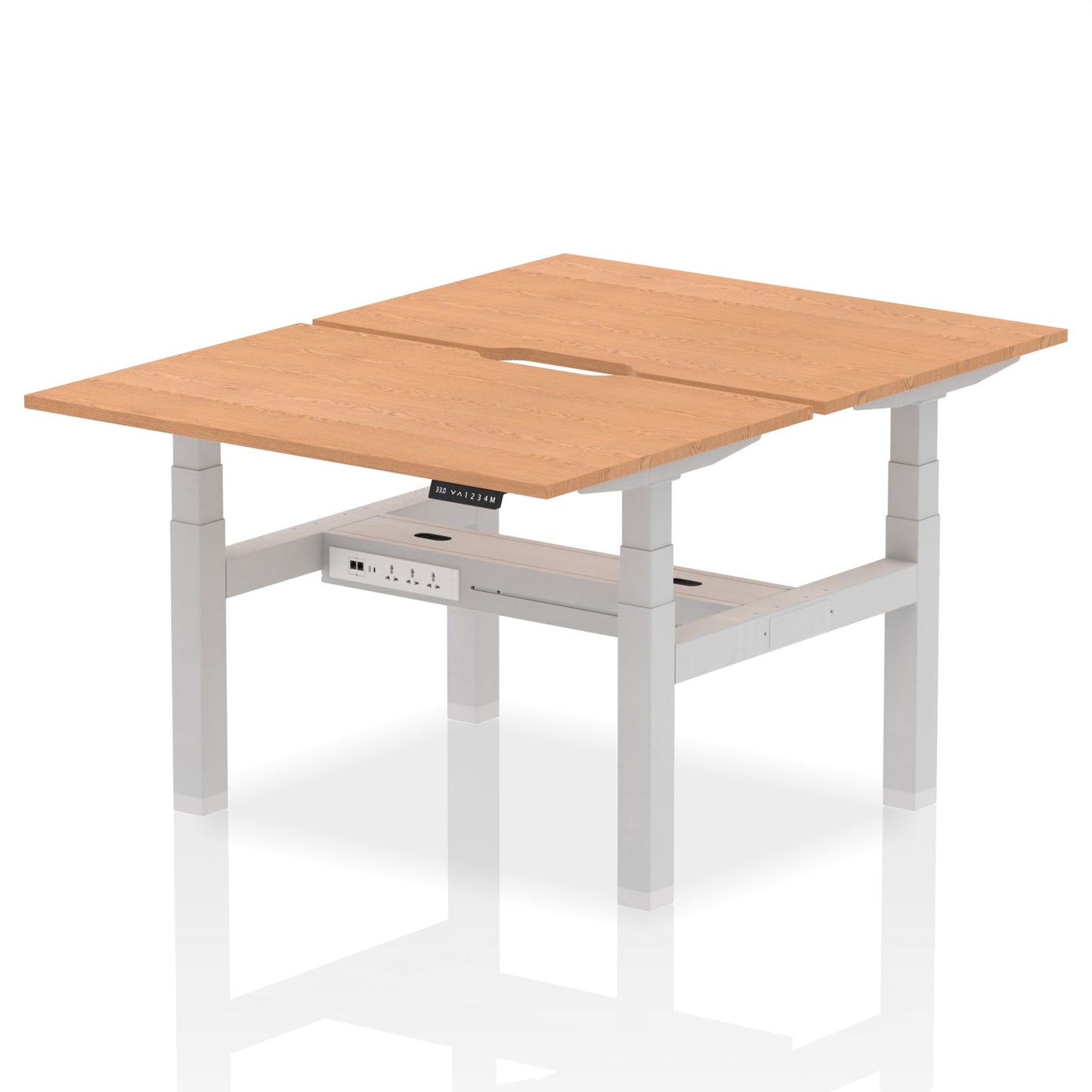 Air Back-to-Back Scalloped Edge Height Adjustable Bench Desk - 2 Person - Ergometric