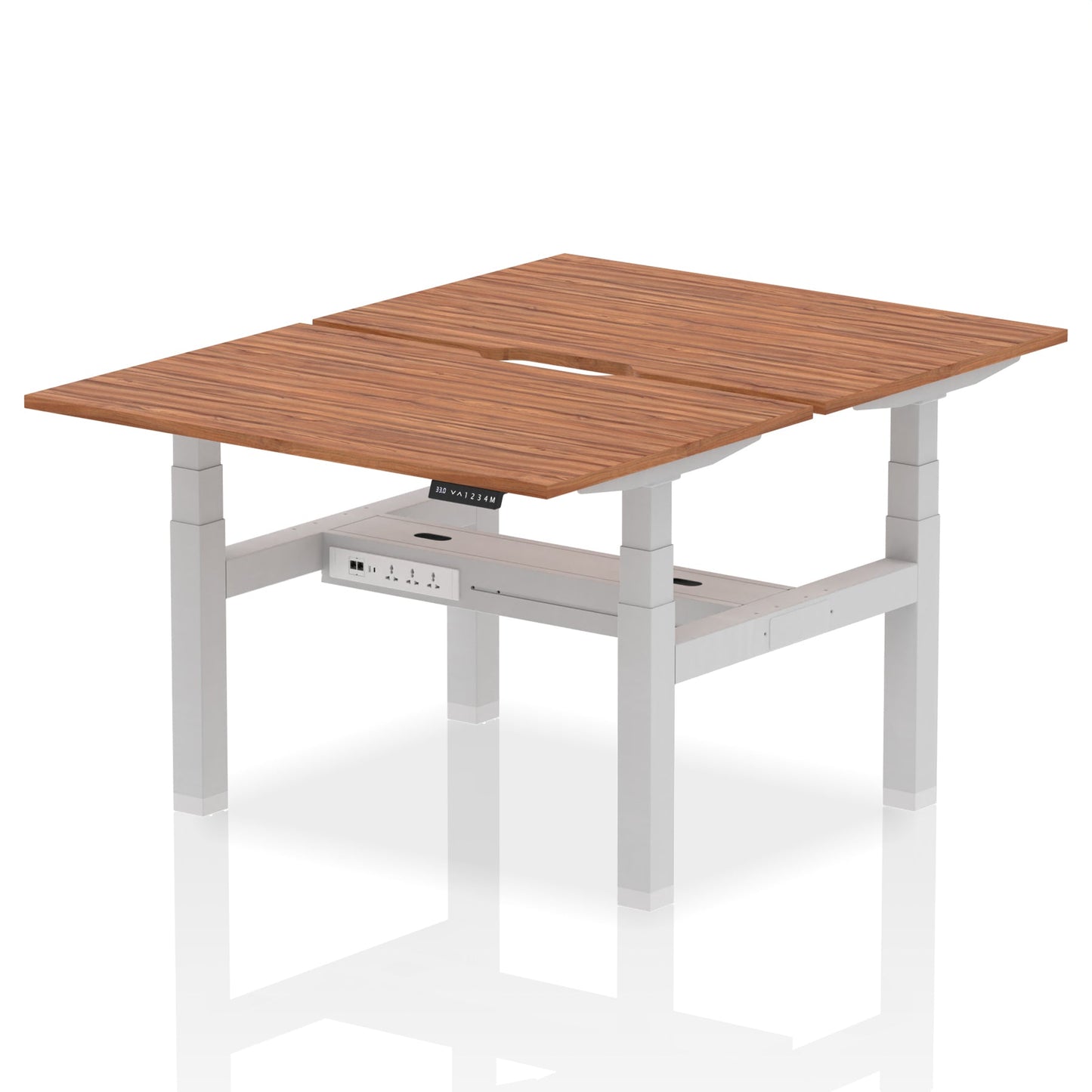 Air Back-to-Back Scalloped Edge Height Adjustable Bench Desk - 2 Person - Ergometric