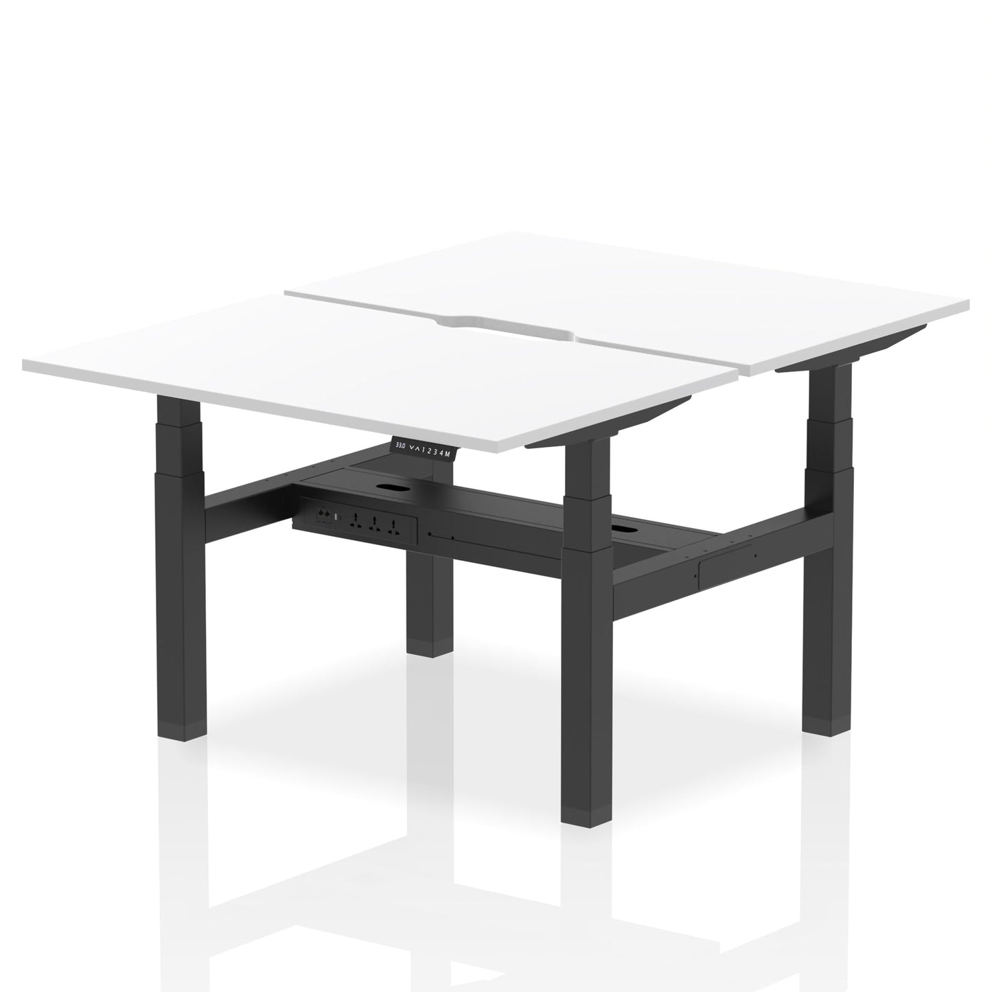 Air Back-to-Back Scalloped Edge Height Adjustable Bench Desk - 2 Person - Ergometric