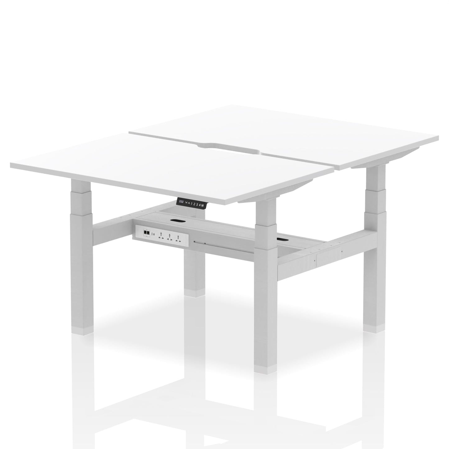 Air Back-to-Back Scalloped Edge Height Adjustable Bench Desk - 2 Person - Ergometric