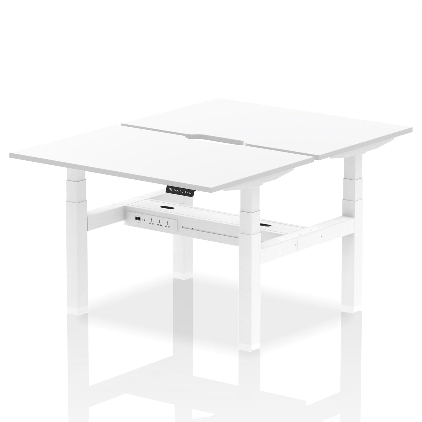 Air Back-to-Back Scalloped Edge Height Adjustable Bench Desk - 2 Person - Ergometric
