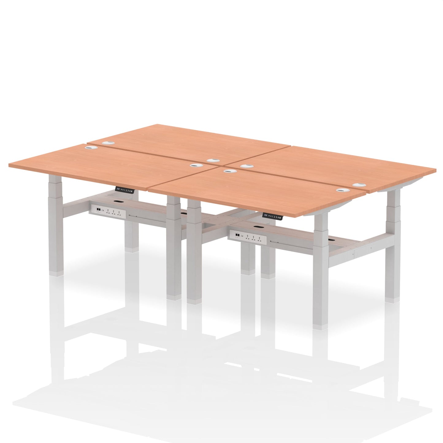 Air Back-to-Back Height Adjustable Bench Desk - 4 Person - Ergometric