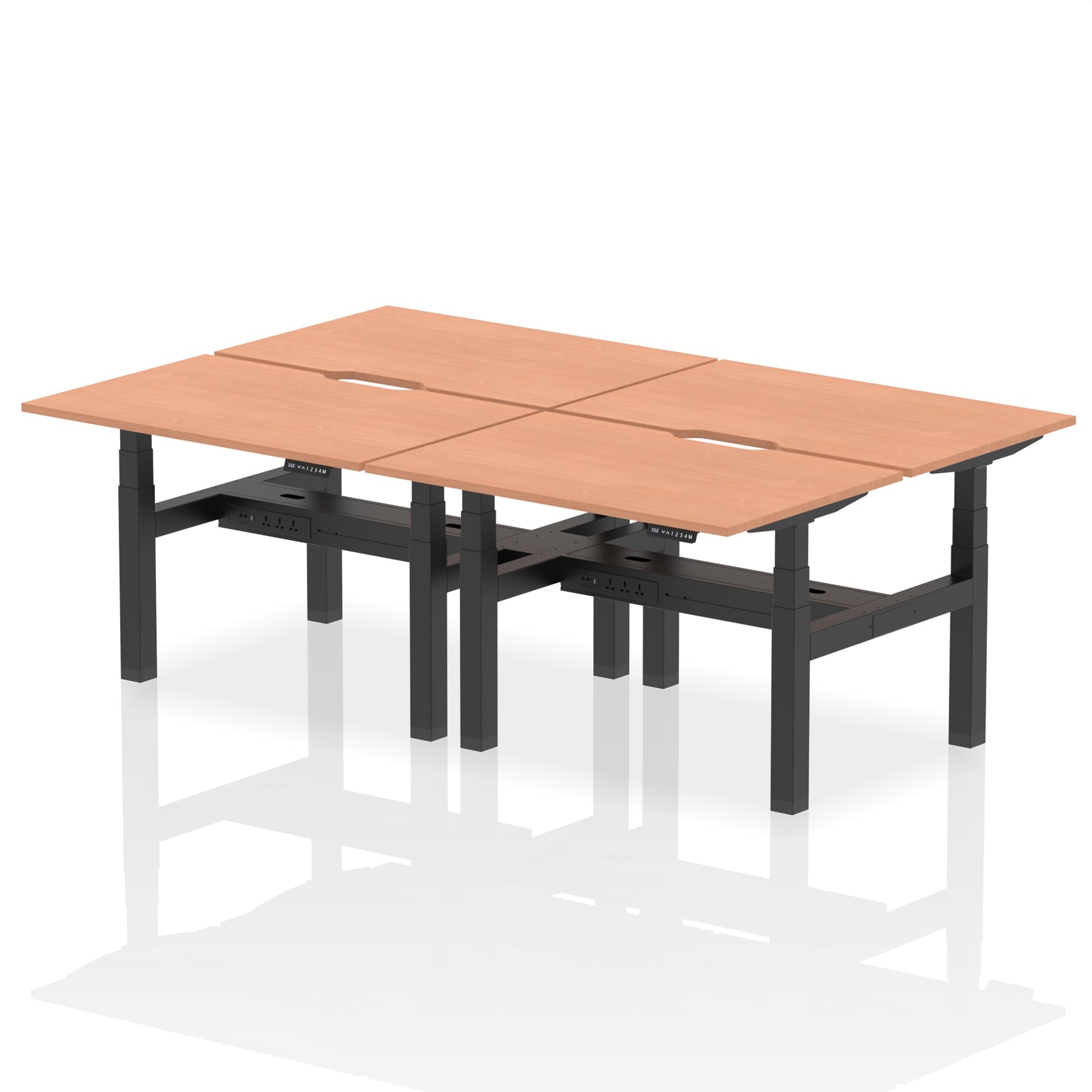 Air Back-to-Back Scalloped Edge Height Adjustable Bench Desk - 4 Person - Ergometric