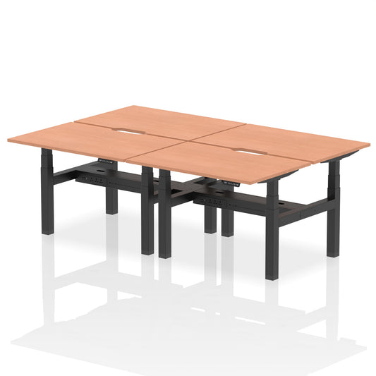 Air Back-to-Back Scalloped Edge Height Adjustable Bench Desk - 4 Person - Ergometric