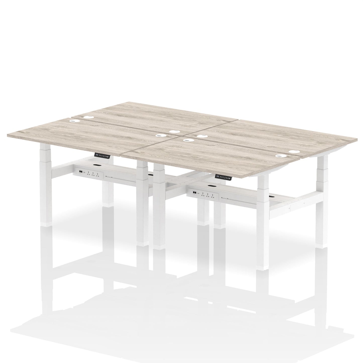 Air Back-to-Back Height Adjustable Bench Desk - 4 Person - Ergometric