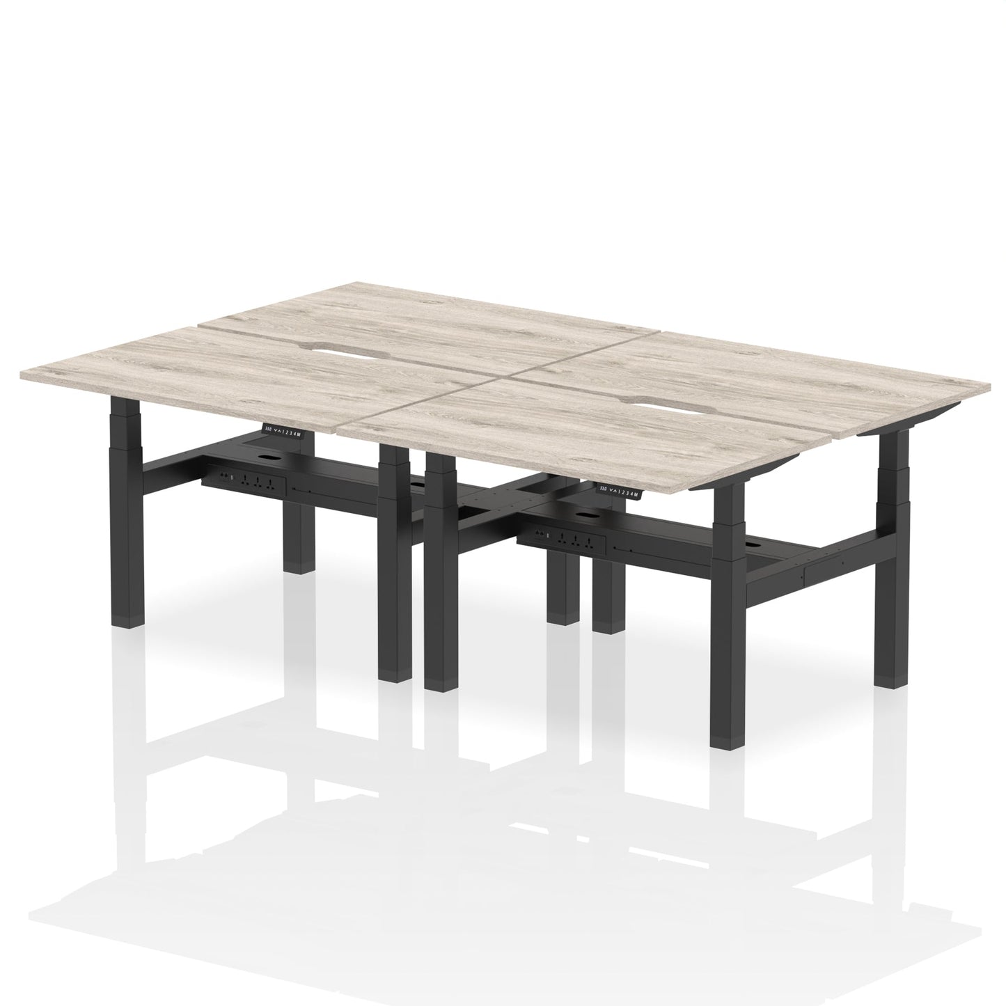 Air Back-to-Back Scalloped Edge Height Adjustable Bench Desk - 4 Person - Ergometric
