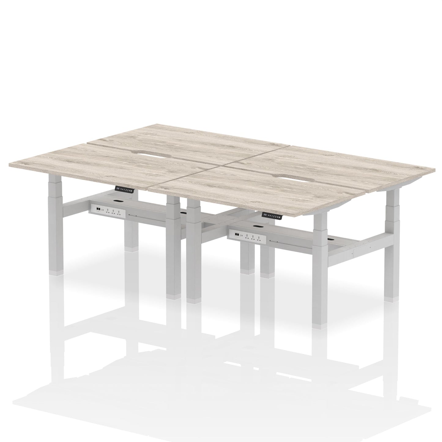 Air Back-to-Back Scalloped Edge Height Adjustable Bench Desk - 4 Person - Ergometric