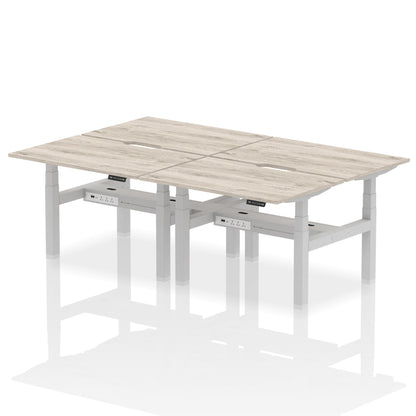 Air Back-to-Back Scalloped Edge Height Adjustable Bench Desk - 4 Person - Ergometric