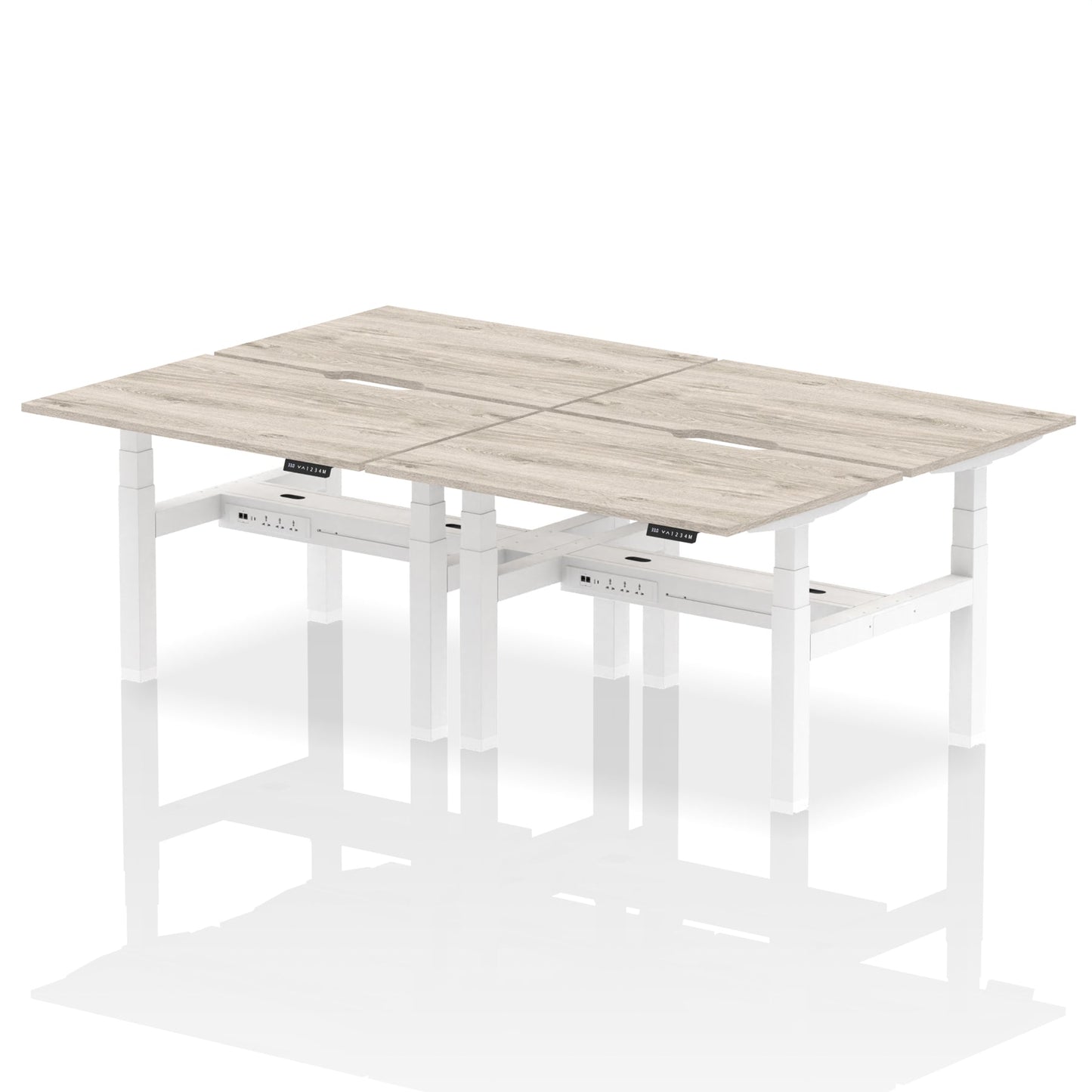 Air Back-to-Back Scalloped Edge Height Adjustable Bench Desk - 4 Person - Ergometric