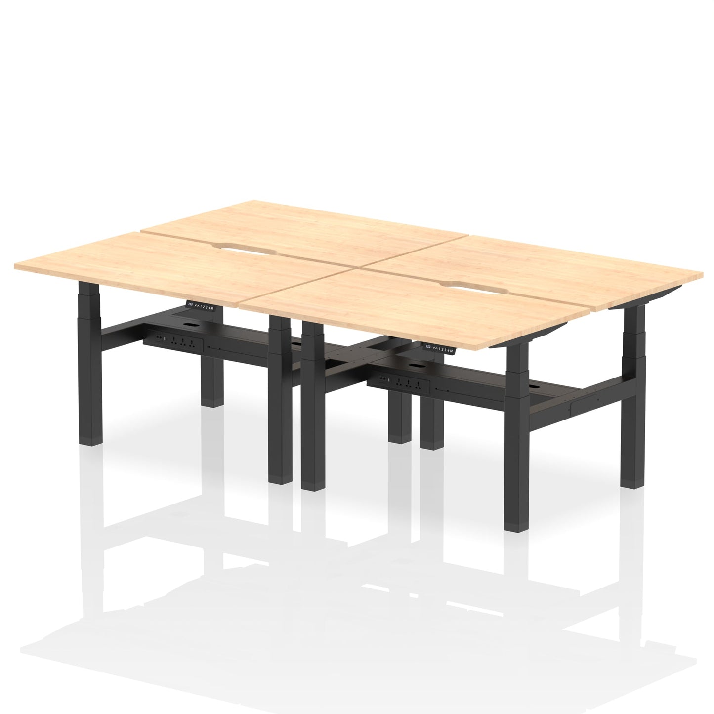 Air Back-to-Back Scalloped Edge Height Adjustable Bench Desk - 4 Person - Ergometric