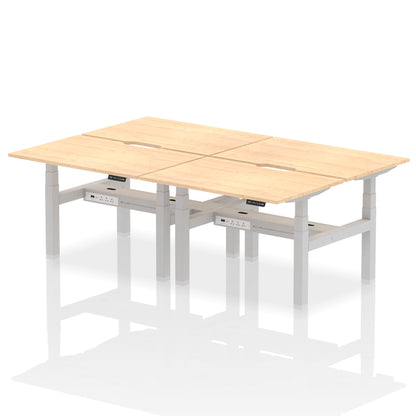 Air Back-to-Back Scalloped Edge Height Adjustable Bench Desk - 4 Person - Ergometric