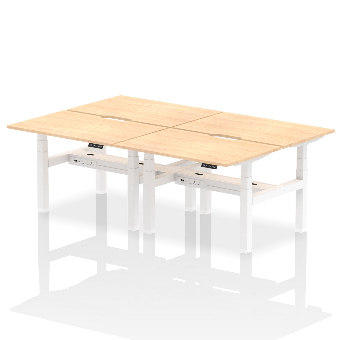 Air Back-to-Back Scalloped Edge Height Adjustable Bench Desk - 4 Person - Ergometric