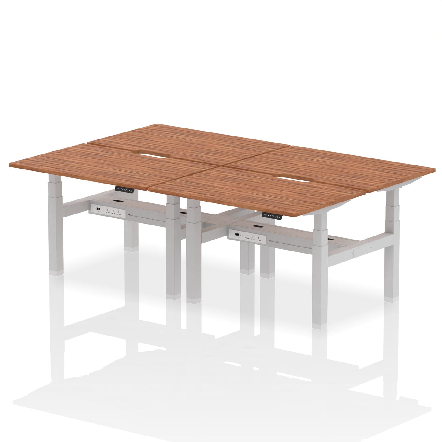 Air Back-to-Back Scalloped Edge Height Adjustable Bench Desk - 4 Person - Ergometric