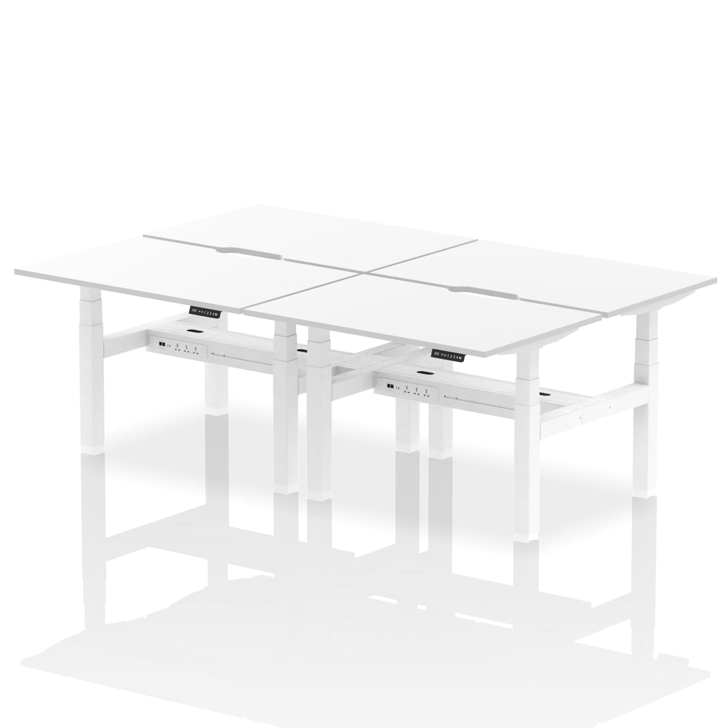 Air Back-to-Back Scalloped Edge Height Adjustable Bench Desk - 4 Person - Ergometric