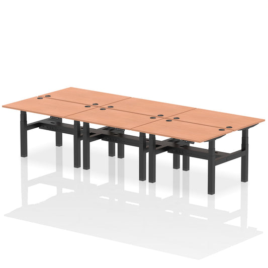 Air Back-to-Back Height Adjustable Bench Desk - 6 Person - Ergometric