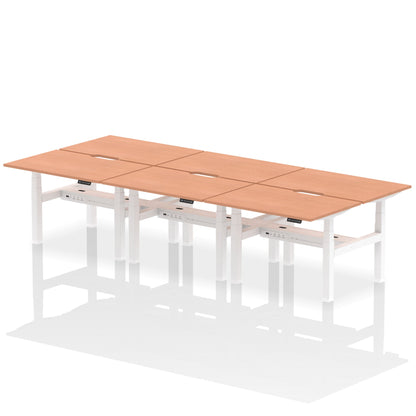Air Back-to-Back Scalloped Edge Height Adjustable Bench Desk - 6 Person - Ergometric