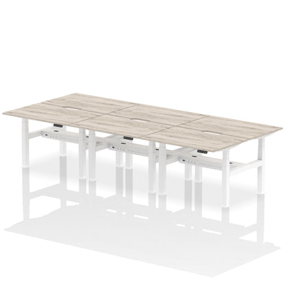 Air Back-to-Back Scalloped Edge Height Adjustable Bench Desk - 6 Person - Ergometric