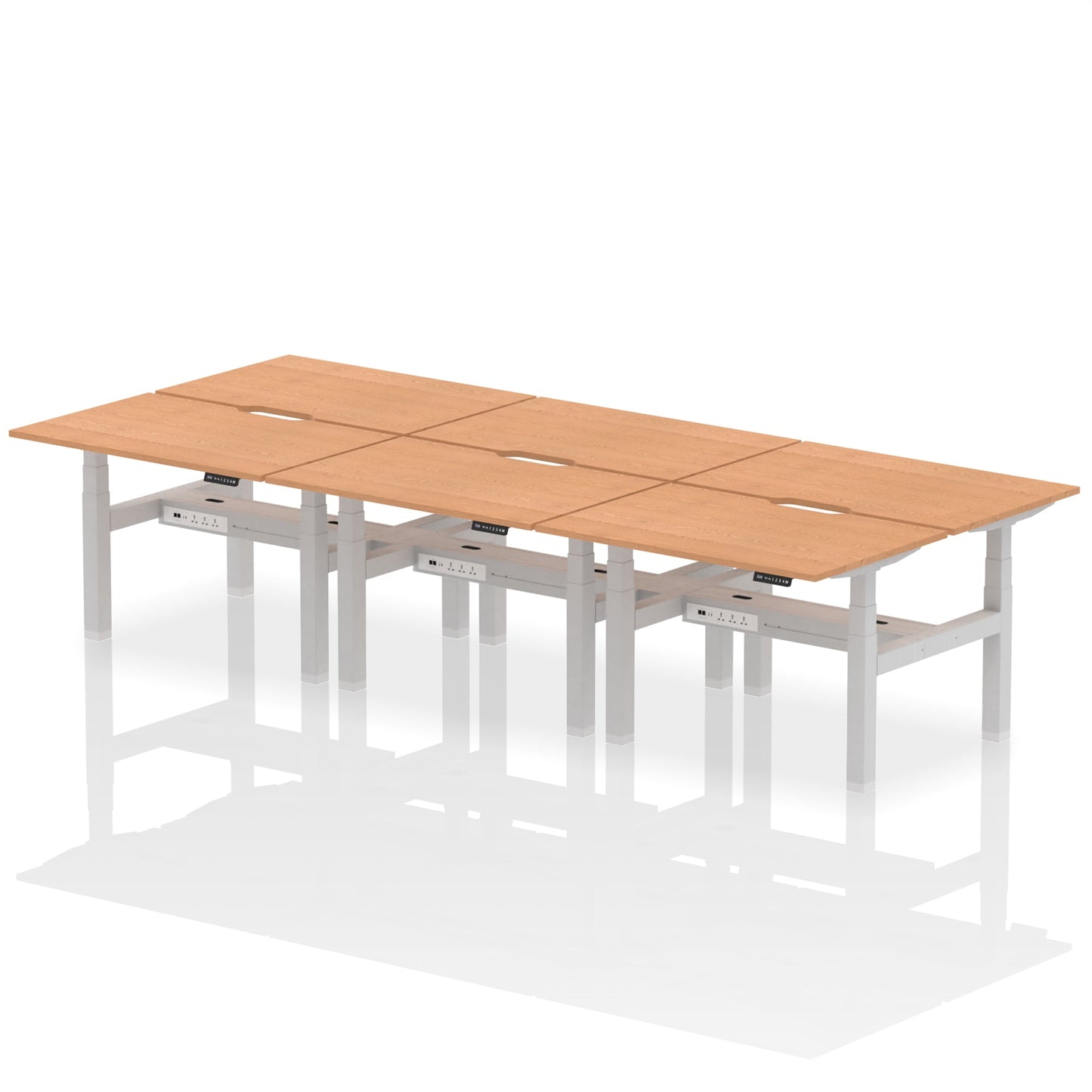 Air Back-to-Back Scalloped Edge Height Adjustable Bench Desk - 6 Person - Ergometric