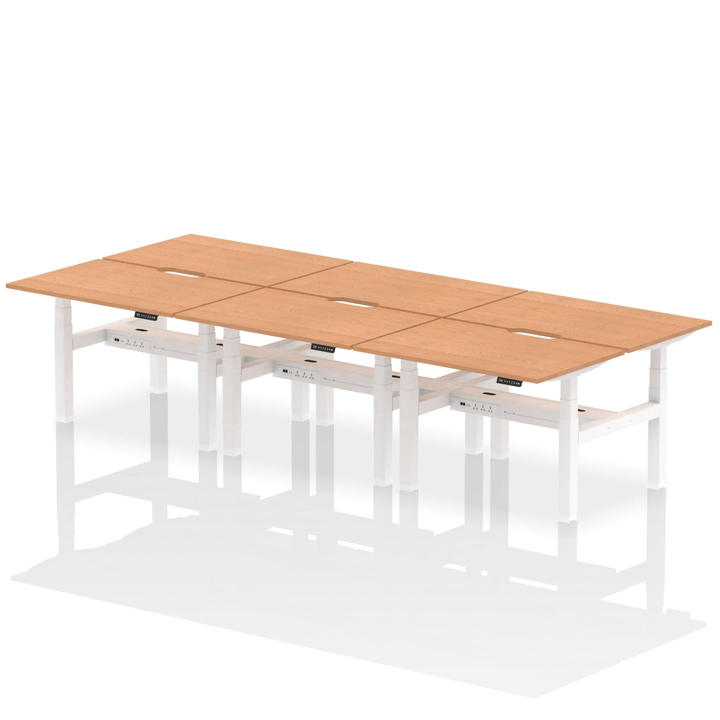 Air Back-to-Back Scalloped Edge Height Adjustable Bench Desk - 6 Person - Ergometric