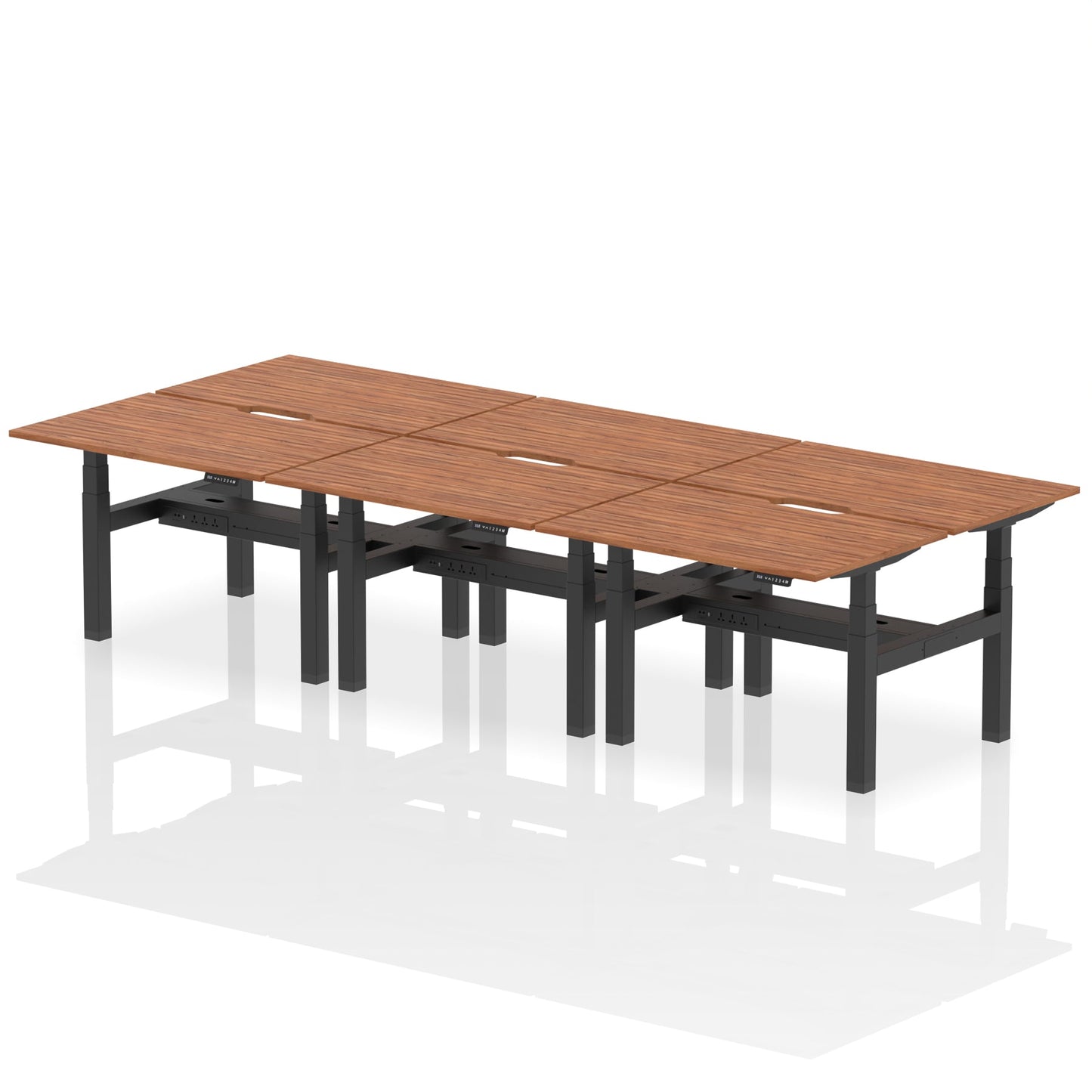 Air Back-to-Back Scalloped Edge Height Adjustable Bench Desk - 6 Person - Ergometric