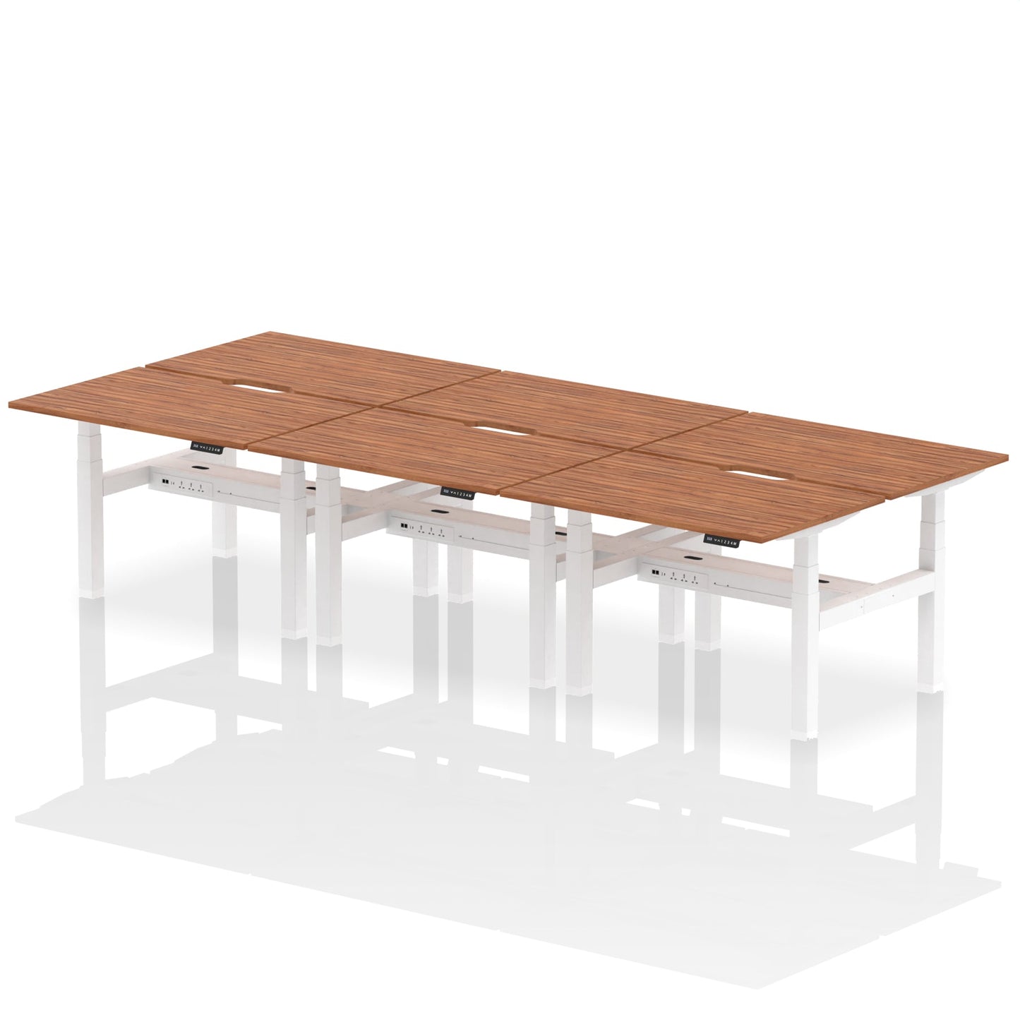 Air Back-to-Back Scalloped Edge Height Adjustable Bench Desk - 6 Person - Ergometric