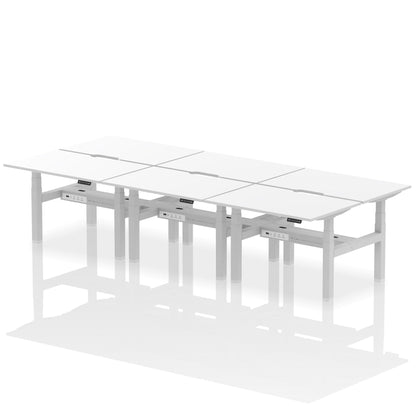 Air Back-to-Back Scalloped Edge Height Adjustable Bench Desk - 6 Person - Ergometric