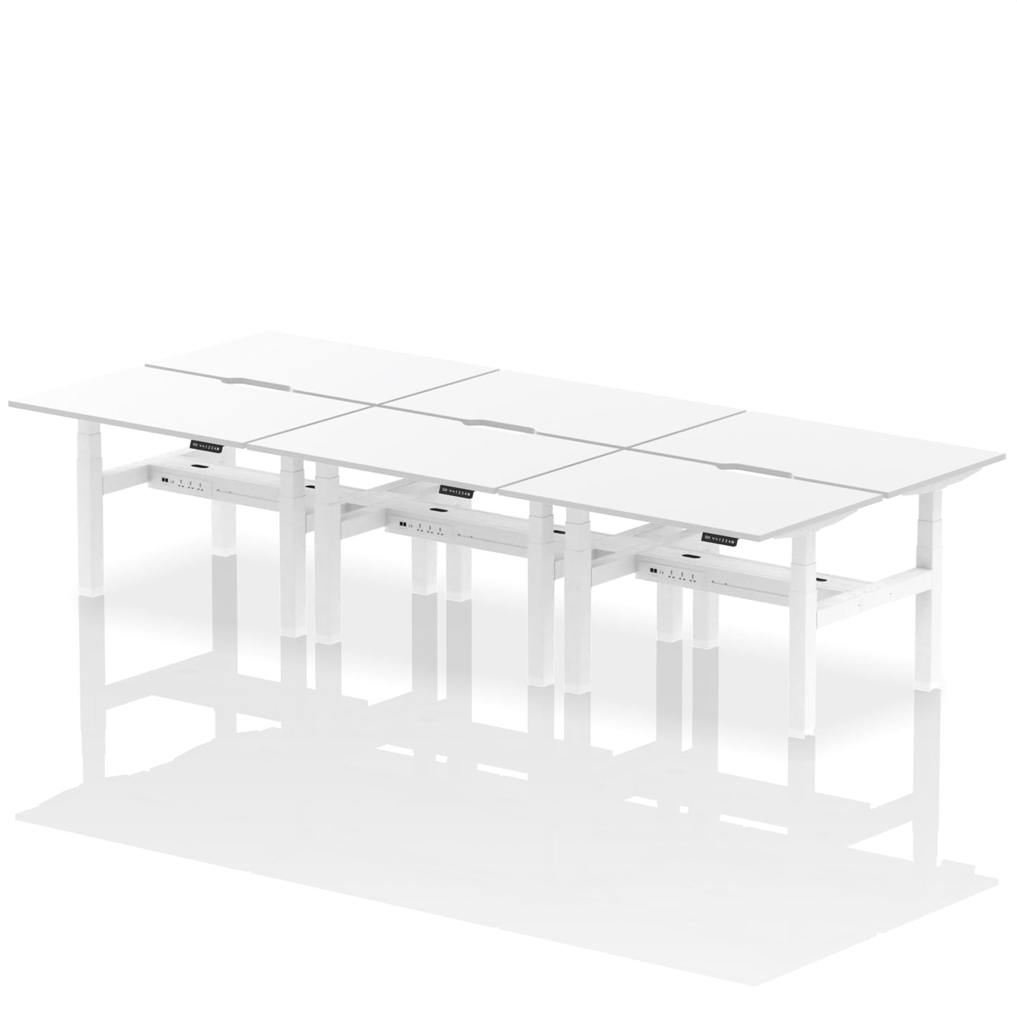 Air Back-to-Back Scalloped Edge Height Adjustable Bench Desk - 6 Person - Ergometric