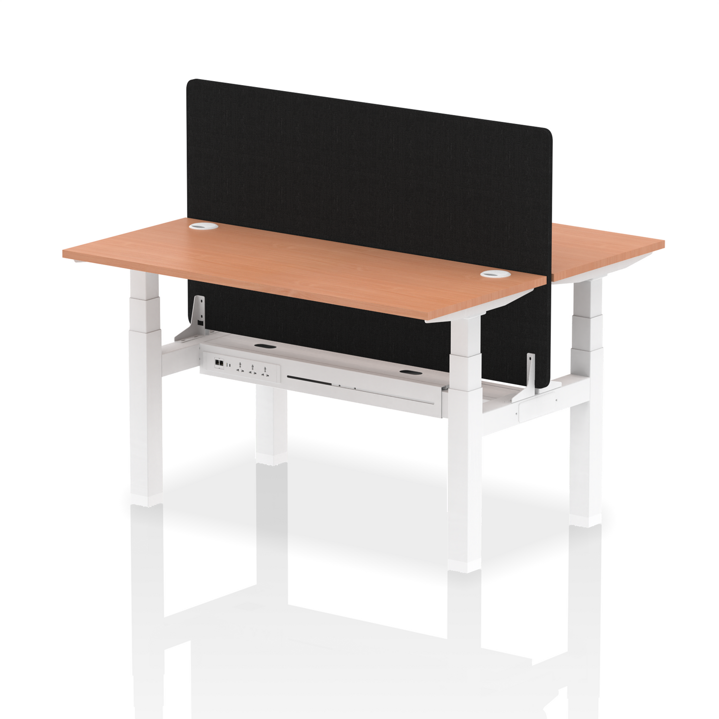 Air Back-to-Back Slimline Height Adjustable Bench Desk - 2 Person with Black Straight Screen - Ergometric