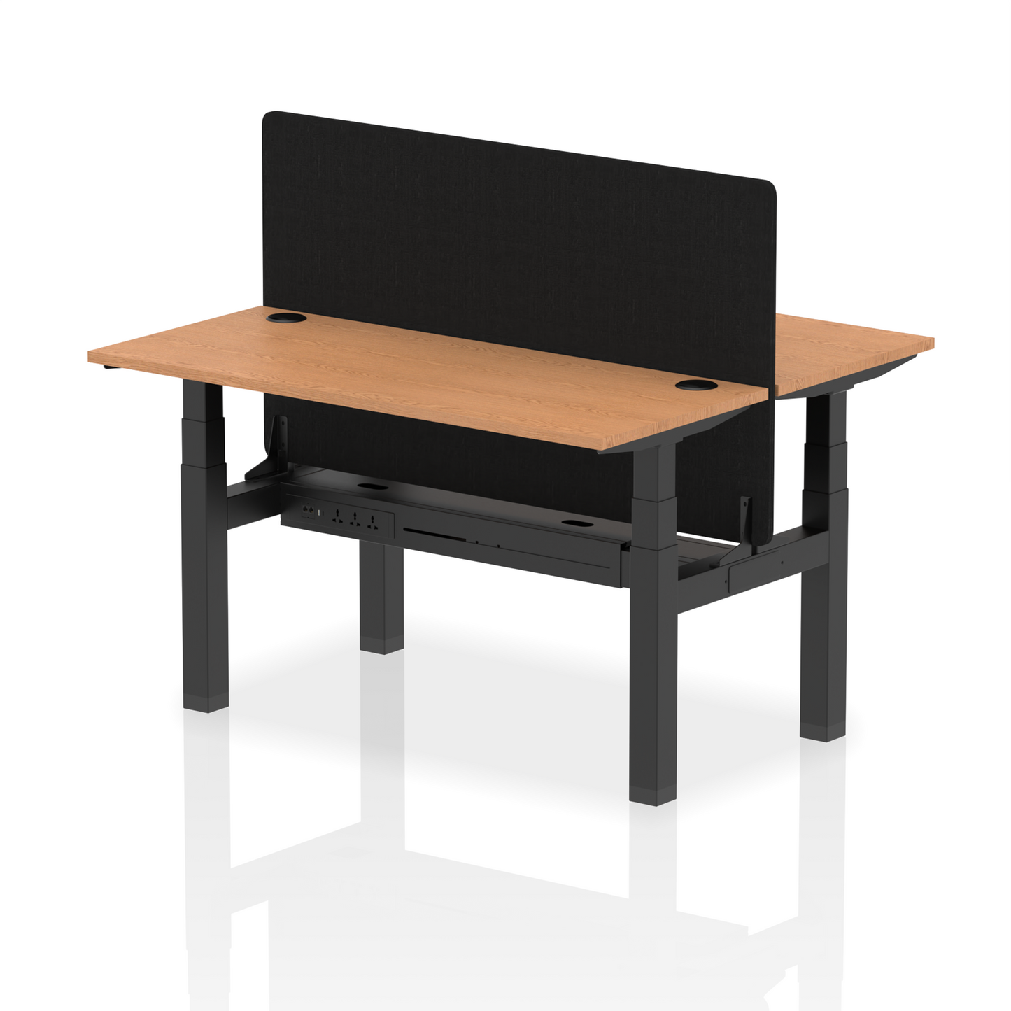 Air Back-to-Back Slimline Height Adjustable Bench Desk - 2 Person with Black Straight Screen - Ergometric